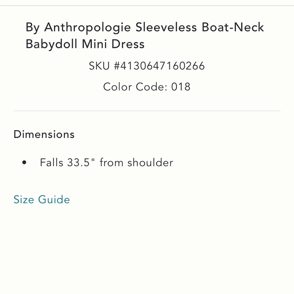 NWT Anthropologie Sleeveless Boat Neck Babydoll Mini Dress - Picture 7 of 11